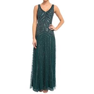 Adrianna Papell Green Sequin Gown